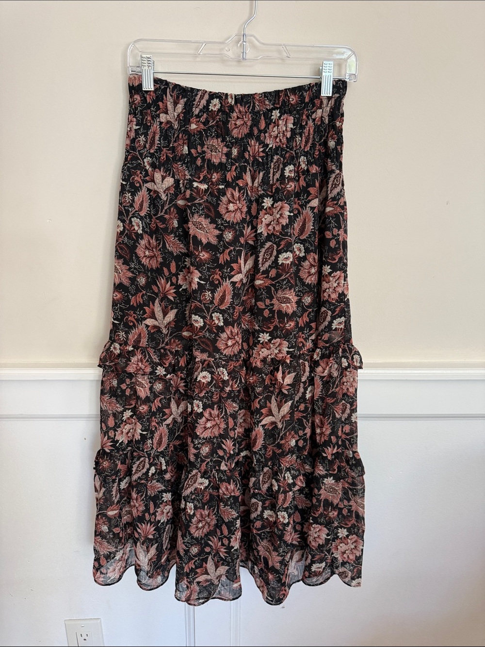 Madewell Black Maxi Skirt with Dusty Rose Floral